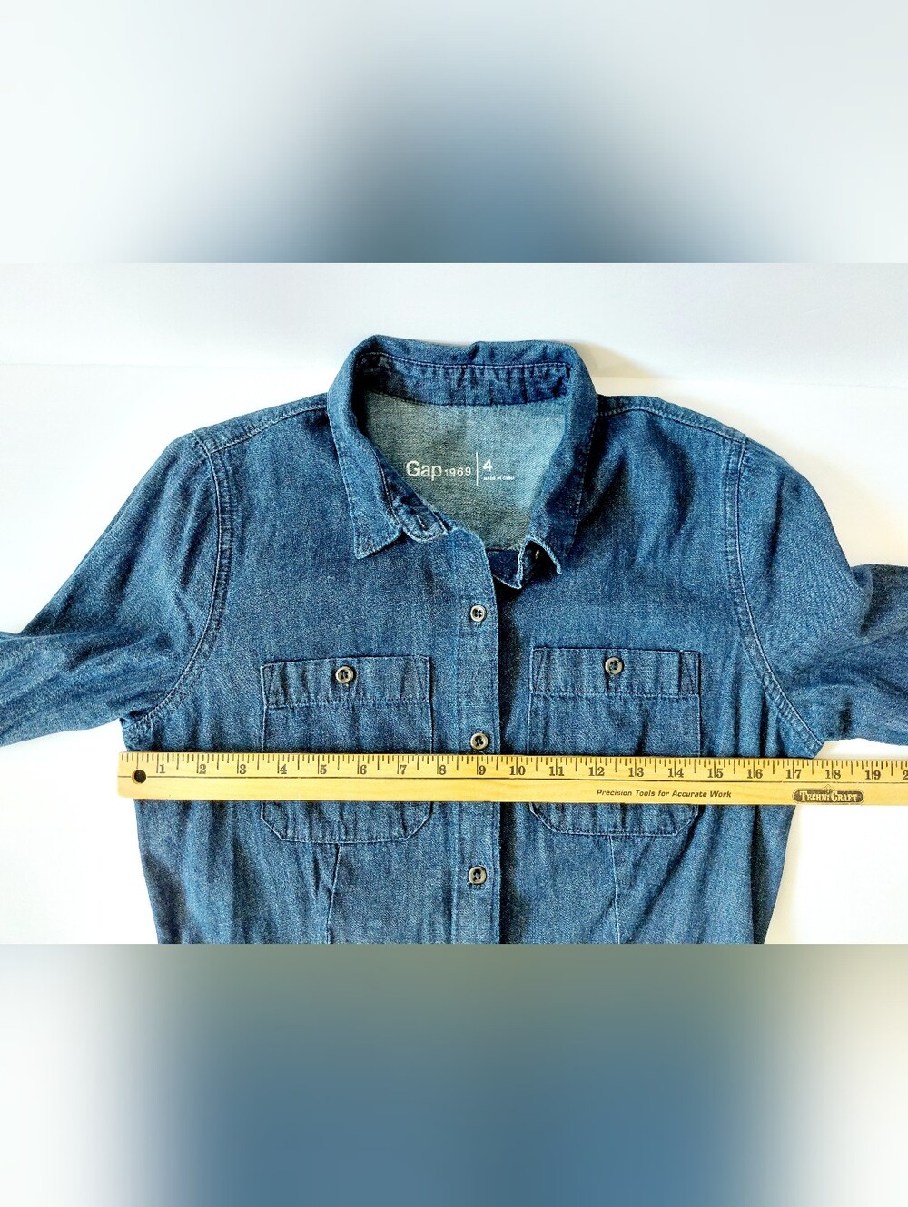 90s Western Denim Dress Gap 4 Cottagecore Granny Teacher Prairie - Picture 3 of 5
